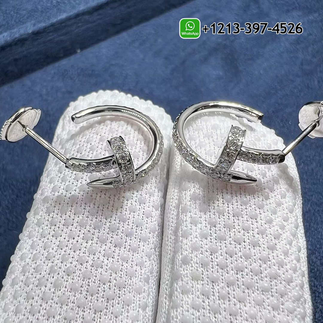 1:1 High Quality Cartier 18k White Gold Pave Diamonds Juste Un Clou Nail Hoop Earrings Replica - High Quality 18k Gold and Diamond Luxury Distinctive Collection Designer Jewelry Customized Factory Price Iju24qoqr4f