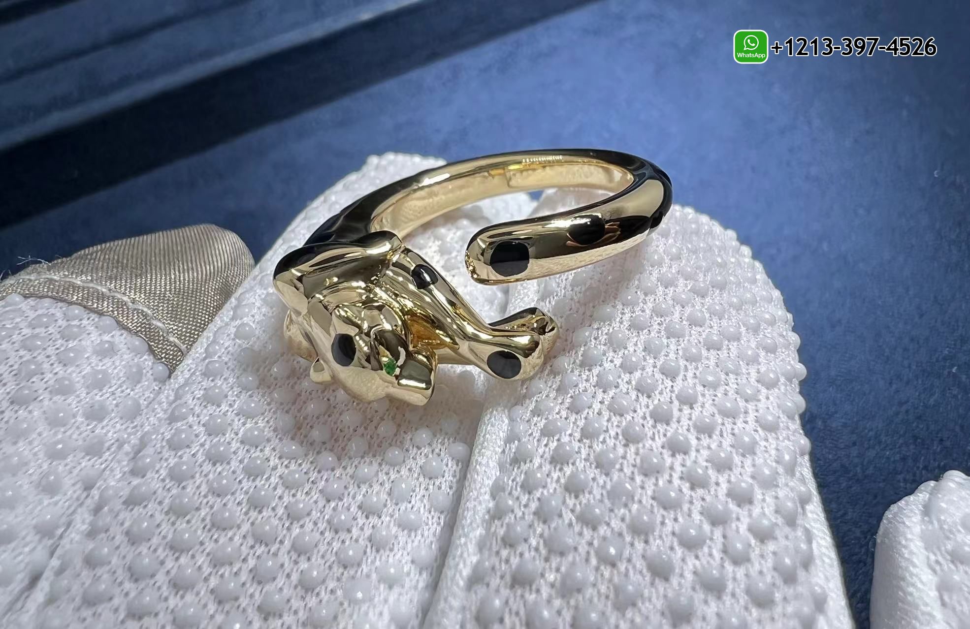 ilfjedphzcx Custom Made 1:1 Best Quality Cartier Panthère de Cartier 18K Yellow Gold Onyx Black Lacquer Tsavorite Garnets Ring - High Quality 18k Gold and Diamond Luxury Distinctive Collection Designer Jewelry Customized Factory Price - Image 5