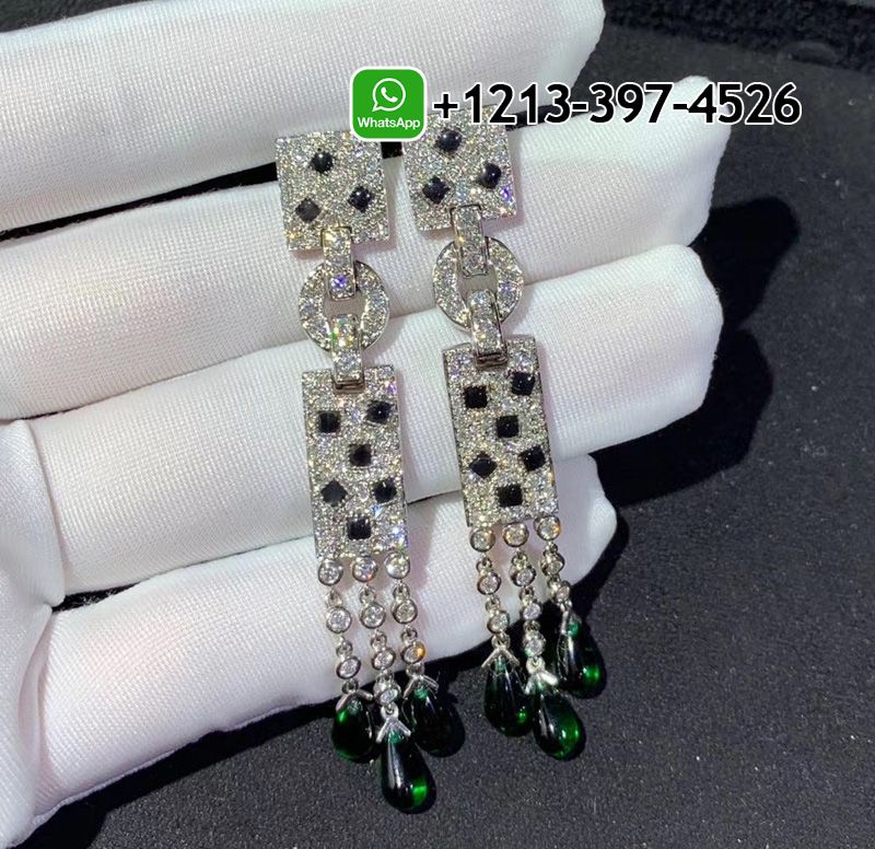 iljznn0gbuj Custom Made Best Quality 1:1 Cartier Panthère de Cartier 18K White Gold Diamonds, Onyx,Emeralds Drop Earrings - High Quality 18k Gold and Diamond Luxury Distinctive Collection Designer Jewelry Customized Factory Price - Image 15