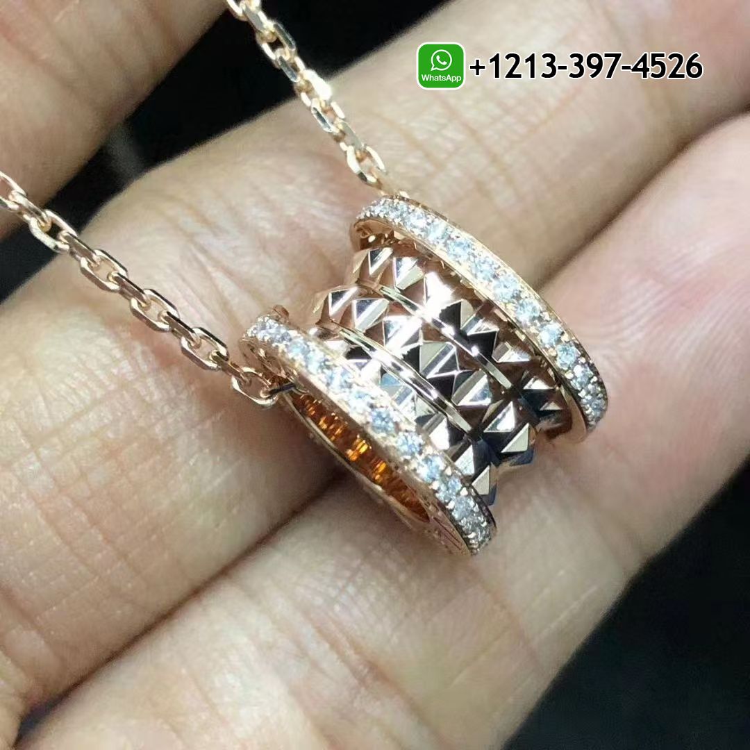 indedtyxqzk Custom Made Best Sellers Quality 1:1 Copy Bulgari B.zero1 Rock 18 kt Yellow Gold With Pavé Diamonds Pendant Necklace - High Quality 18k Gold and Diamond Luxury Distinctive Collection Designer Jewelry Customized Factory Price - Image 3
