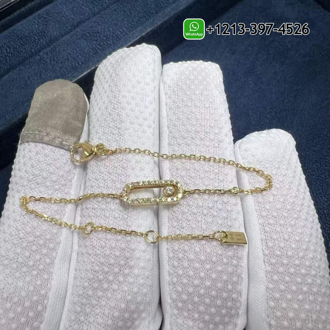 inolrb1gfef Custom Made Best Sellers Quality 1:1 Messika 18k Yellow Gold Move Uno Pavé Diamond Bracelet - High Quality 18k Gold and Diamond Luxury Distinctive Collection Designer Jewelry Customized Factory Price - Image 5