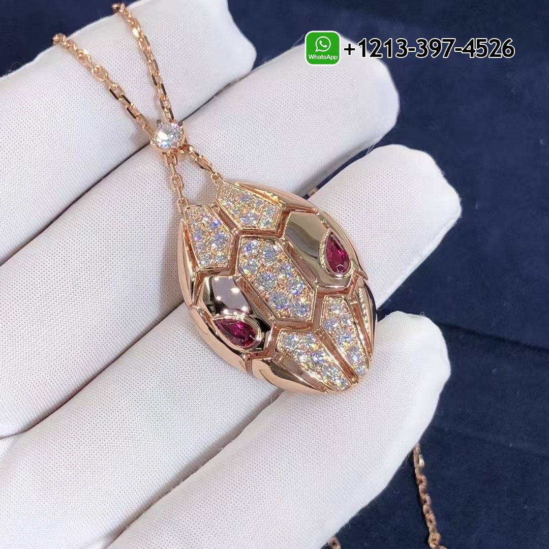iptpu2l50nu Custom Made Best Sellers Quality 1:1 Copy Bulgari Serpenti Rubellite 18K Rose Gold Diamond Necklace - High Quality 18k Gold and Diamond Luxury Distinctive Collection Designer Jewelry Customized Factory Price - Image 5