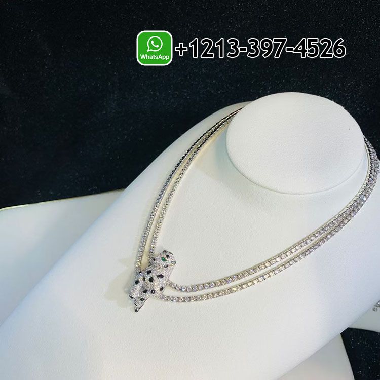 iswoqa1ue5m Custom Made Cartier 18k White Gold Pave Diamonds Onyx Emeralds Panthère de Cartier High Jewelry Necklace - High Quality 18k Gold and Diamond Luxury Distinctive Collection Designer Jewelry Customized Factory Price - Image 2