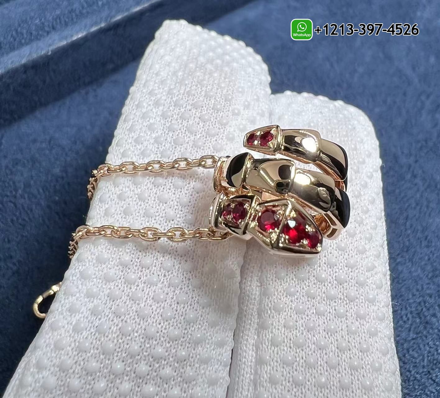 izvn5hx1ezh Custom Bulgari Serpenti Viper Pendant Necklace In 18 Kt Rose Gold, Set With Pavé Ruby on the Head and Tail - High Quality 18k Gold and Diamond Luxury Distinctive Collection Designer Jewelry Customized Factory Price - Image 6