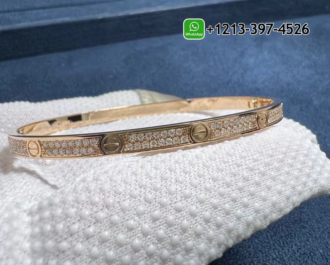 j0jbykg445i Custom Made Top Quality Cartier 18K Rose Gold Diamond Paved Small Model LOVE Bracelet - High Quality 18k Gold and Diamond Luxury Distinctive Collection Designer Jewelry Customized Factory Price - Image 7