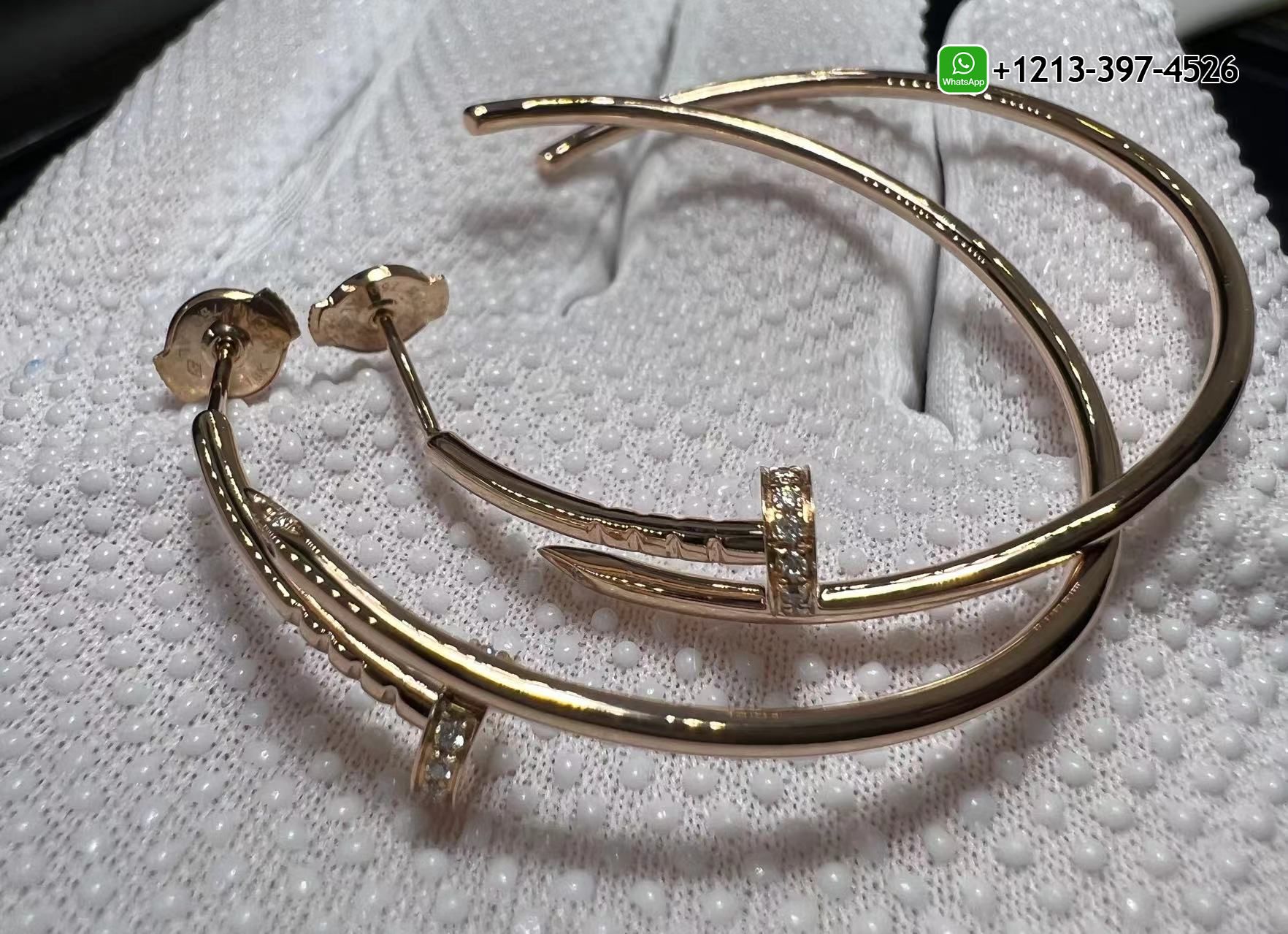 j1bnthe1v41 1:1 Best Quality Cheap Cartier Juste un Clou 18k White Gold Diamonds Large Model Nail Hoop Earrings - High Quality 18k Gold and Diamond Luxury Distinctive Collection Designer Jewelry Customized Factory Price - Image 5