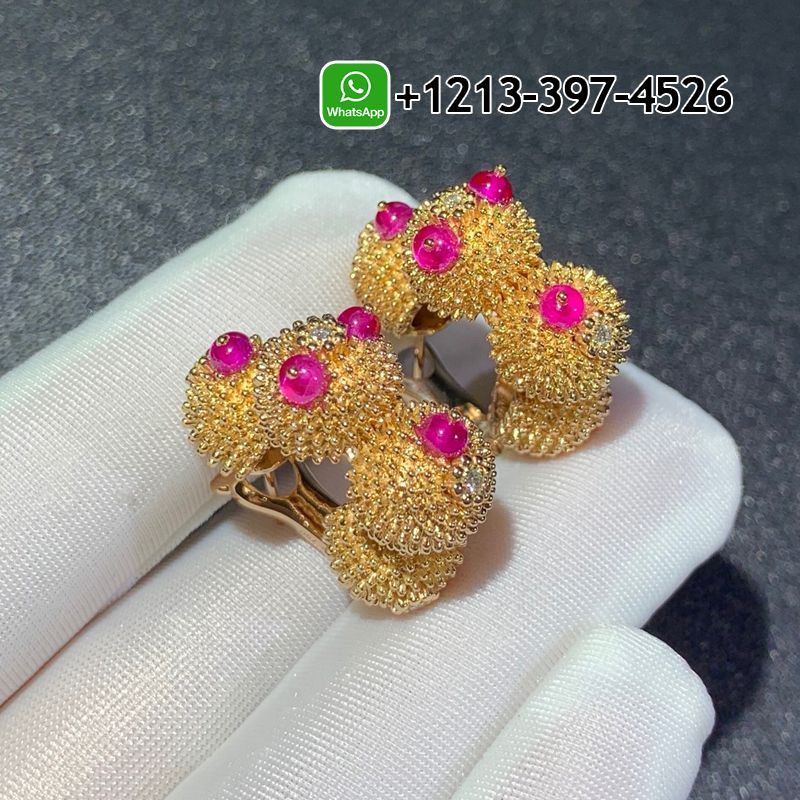 j5v3b1yxcyl Custom Made Best Sellers Quality 1:1 Cartier 18K Pink Gold and Spinel Cactus de Cartier Earrings - High Quality 18k Gold and Diamond Luxury Distinctive Collection Designer Jewelry Customized Factory Price - Image 5
