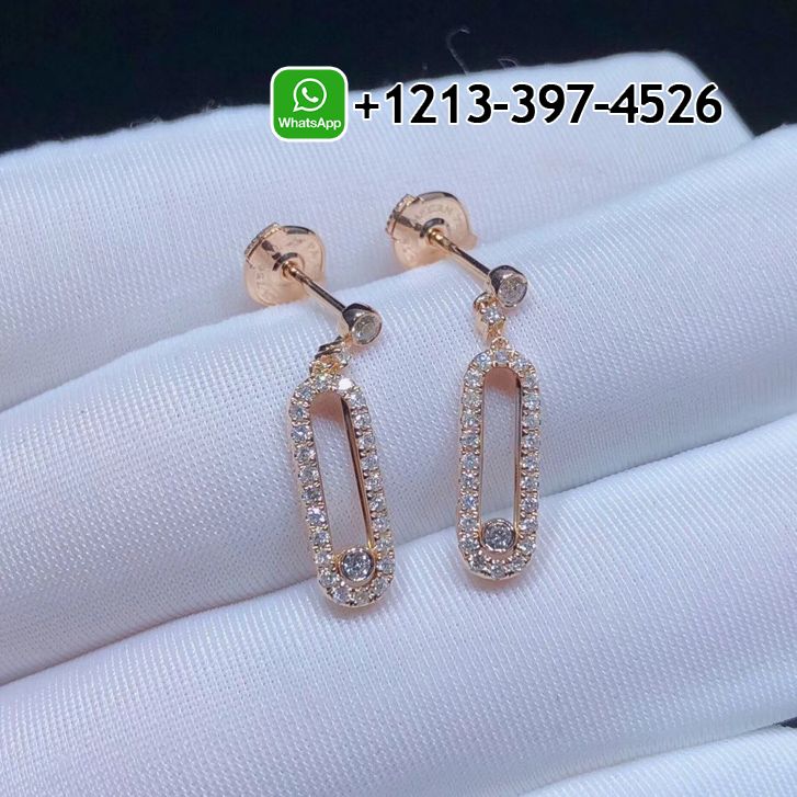 jayb3zpfiy4 Custom Made Best Sellers Quality 1:1 Messika Move Uno 18k Rose Gold Diamond Stud Earrings - High Quality 18k Gold and Diamond Luxury Distinctive Collection Designer Jewelry Customized Factory Price - Image 3