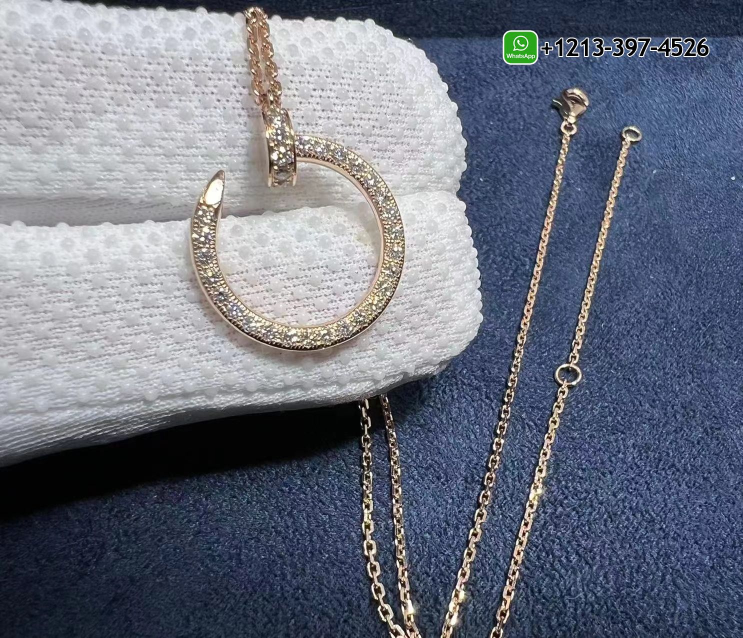 jbey1jqkext Custom Made Best Sellers Quality 1:1 Copy Cartier 18k Rose Gold Pave Diamond Juste Un Clou Nail Pendant Necklace - High Quality 18k Gold and Diamond Luxury Distinctive Collection Designer Jewelry Customized Factory Price - Image 7