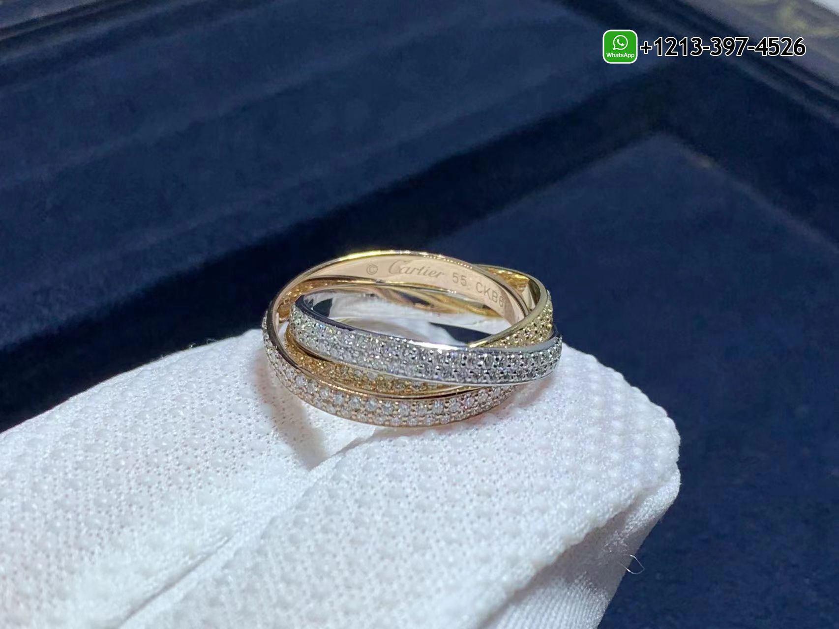 jccizoecskm Custom Made Best Quality 1:1 Cheap Classic Cartier 18k White Gold, Yellow Gold, Rose Gold, Diamond Trinity Small Model Ring - High Quality 18k Gold and Diamond Luxury Distinctive Collection Designer Jewelry Customized Factory Price - Image 7
