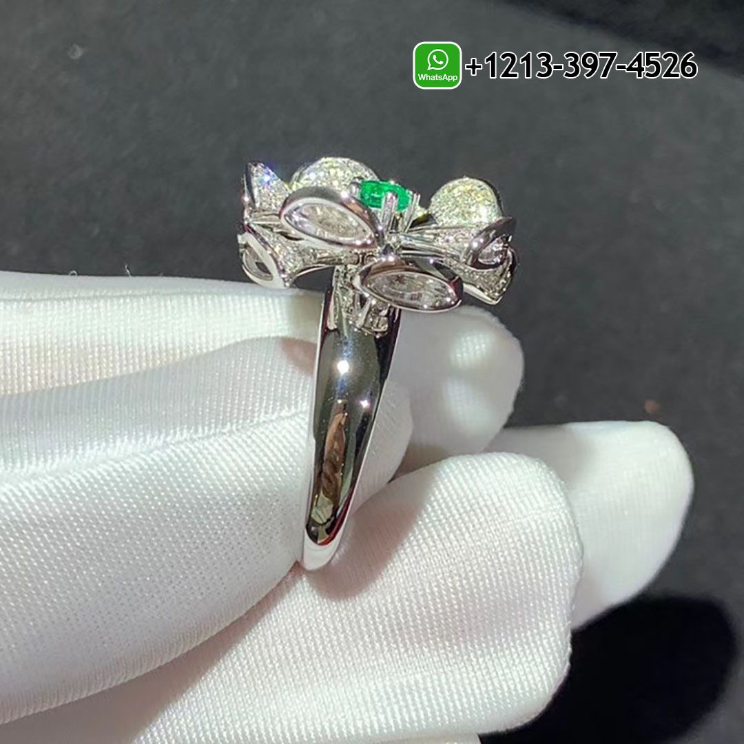 jcjqwew4slk Custom Made Best Quality 1:1 Bvlgari 18K White Gold Emerald and Pave Diamonds Diva Dream Ring - High Quality 18k Gold and Diamond Luxury Distinctive Collection Designer Jewelry Customized Factory Price - Image 4