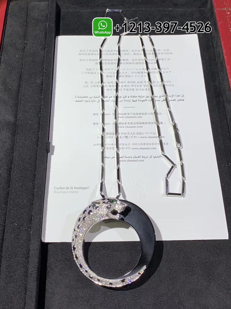 jh0ah40qqs2 Custom Made Best Quality 1:1 Panthere de Cartier 18k White Gold Pave Diamond Onyx Emeralds Black Ceramic Necklace - High Quality 18k Gold and Diamond Luxury Distinctive Collection Designer Jewelry Customized Factory Price - Image 6