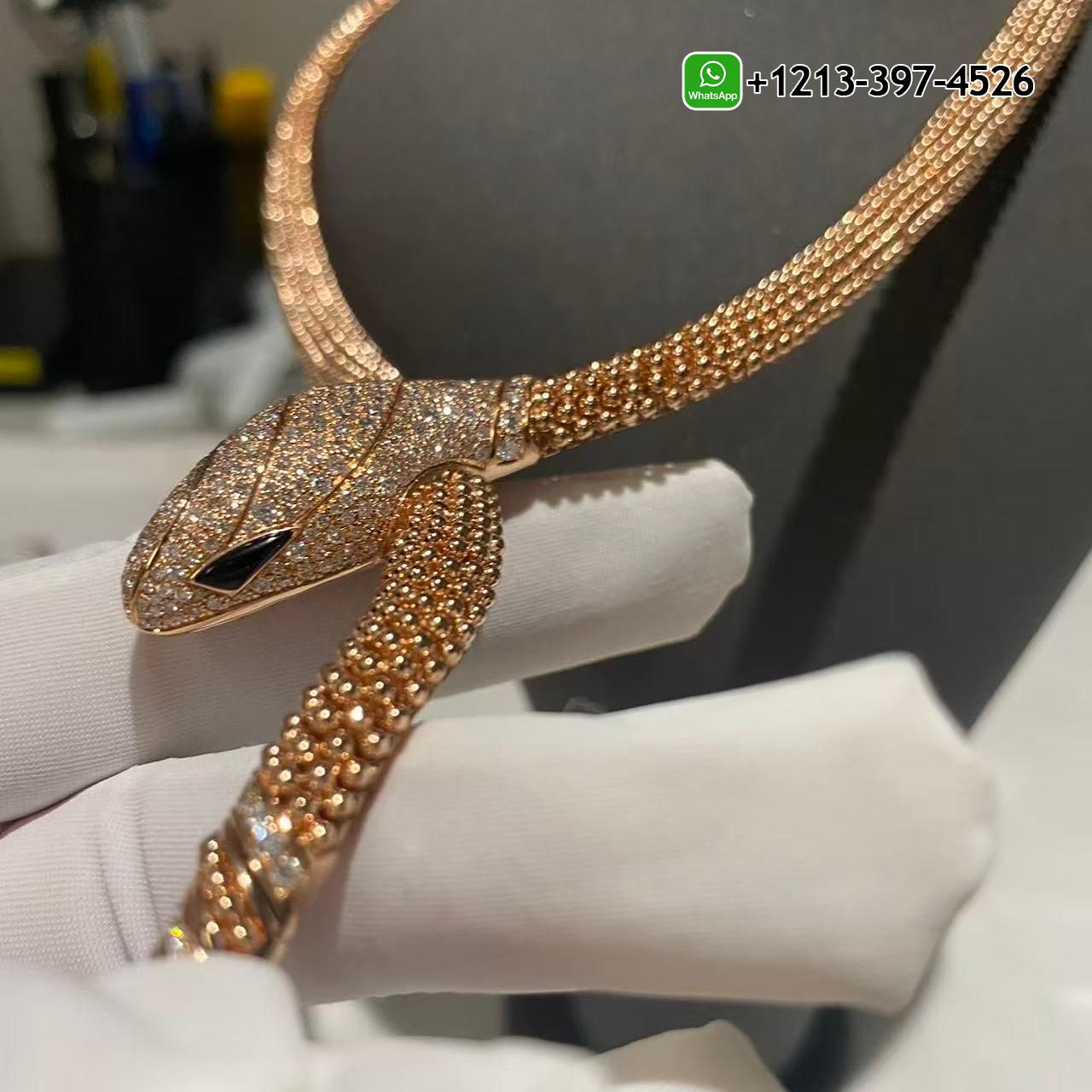jlk5xnv4cmb Bvlgari 18K Rose Gold Serpenti Diamond & Black Onyx Snake Double Circle Necklace - High Quality 18k Gold and Diamond Luxury Distinctive Collection Designer Jewelry Customized Factory Price - Image 5