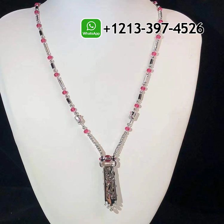 jlss2nstell Custom Made Best Quality 1:1 Cartier Beautés du Monde 18k White Gold 9.21ct Diamonds, Rubellites, Onyx High Jewelry Necklace - High Quality 18k Gold and Diamond Luxury Distinctive Collection Designer Jewelry Customized Factory Price - Image 2