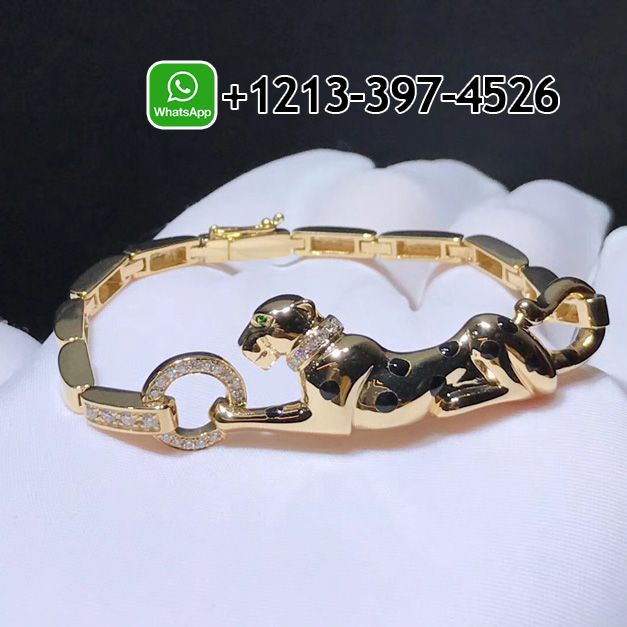 jlyrzktt0f4 Best Sellers 1:1 Quality Cheap Custom Made Cartier Panthère De Cartier Bracelet, 18K Yellow Gold, Lacquer, Diamond, Tsavorite Garnet, Onyx - High Quality 18k Gold and Diamond Luxury Distinctive Collection Designer Jewelry Customized Factory Price - Image 6