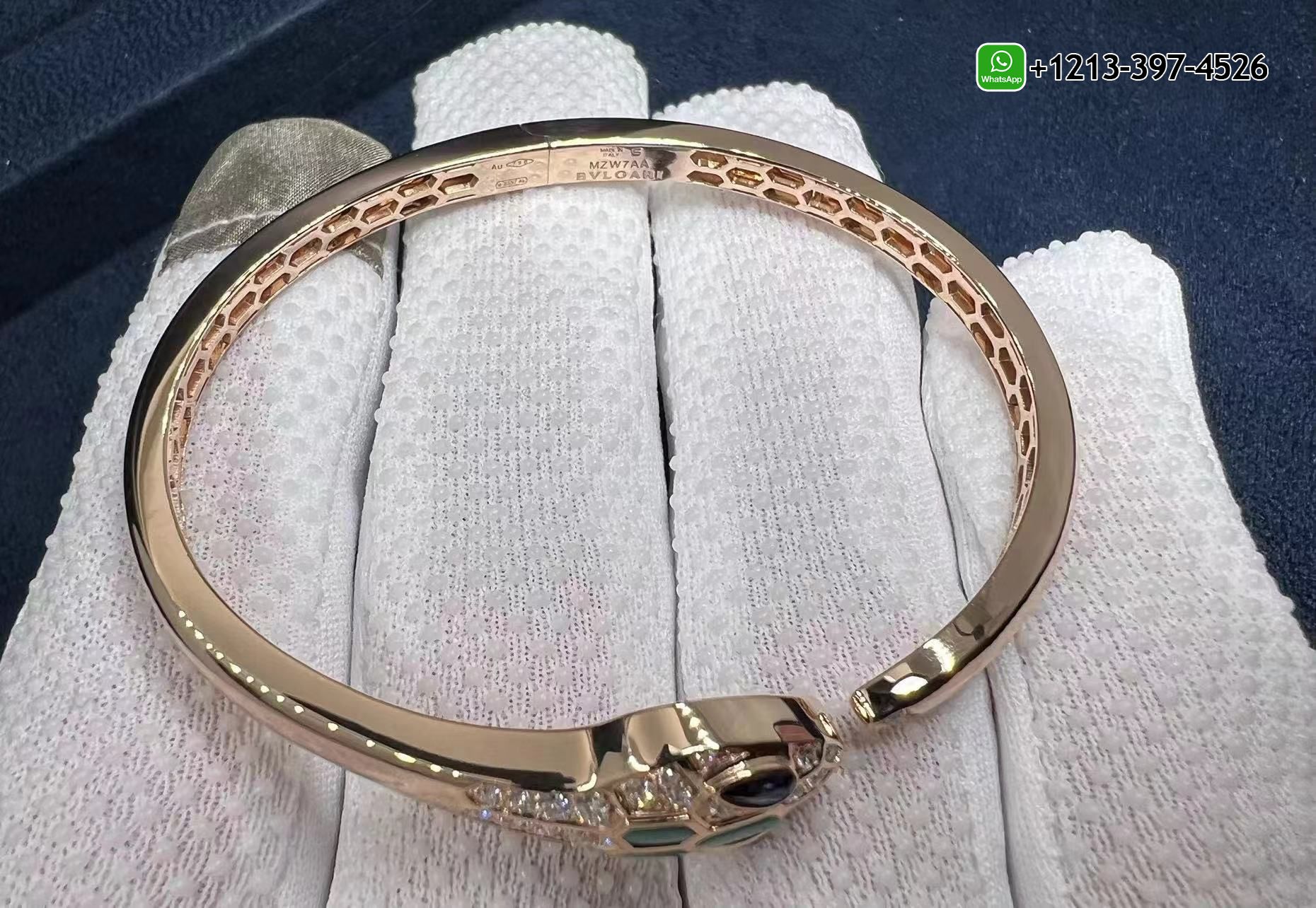 jqifhd0lkji Custom Made Best Sellers Quality 1:1 Copy Bvlgari Serpenti 18k Rose Gold Blue Sapphire, Malachite & Pave Diamond Bracelet - High Quality 18k Gold and Diamond Luxury Distinctive Collection Designer Jewelry Customized Factory Price - Image 8