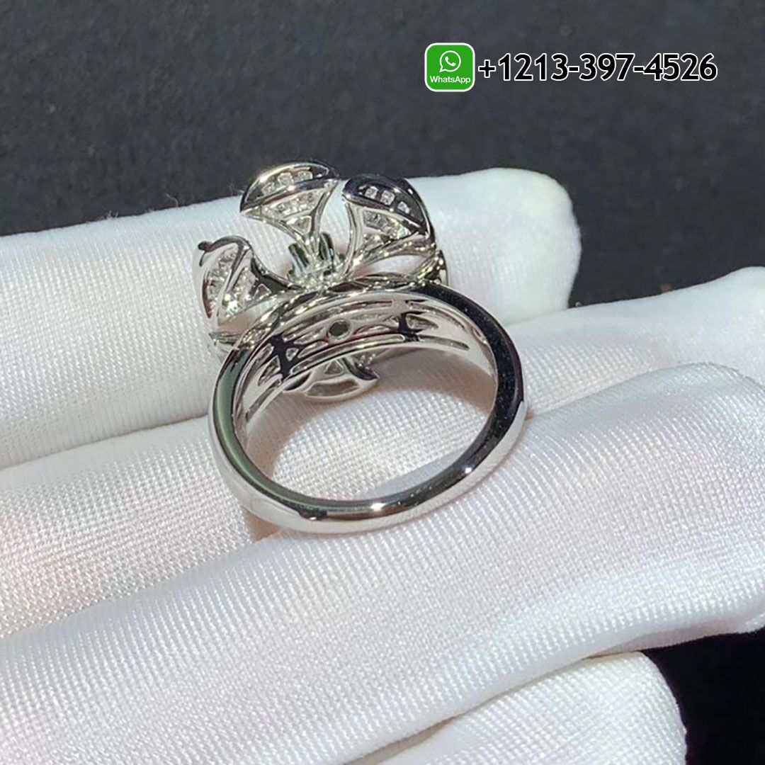 jsgfabevg2t Custom Made Best Quality 1:1 Bvlgari 18K White Gold Emerald and Pave Diamonds Diva Dream Ring - High Quality 18k Gold and Diamond Luxury Distinctive Collection Designer Jewelry Customized Factory Price - Image 3