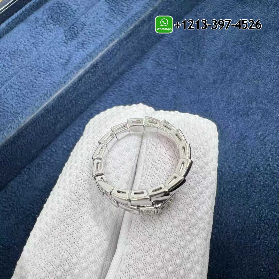 jtr3lhouqcp Custom Made Best Sellers Quality 1:1 Bvlgari Serpenti Viper One-coil Diamond 18K White Gold Ring - High Quality 18k Gold and Diamond Luxury Distinctive Collection Designer Jewelry Customized Factory Price - Image 2