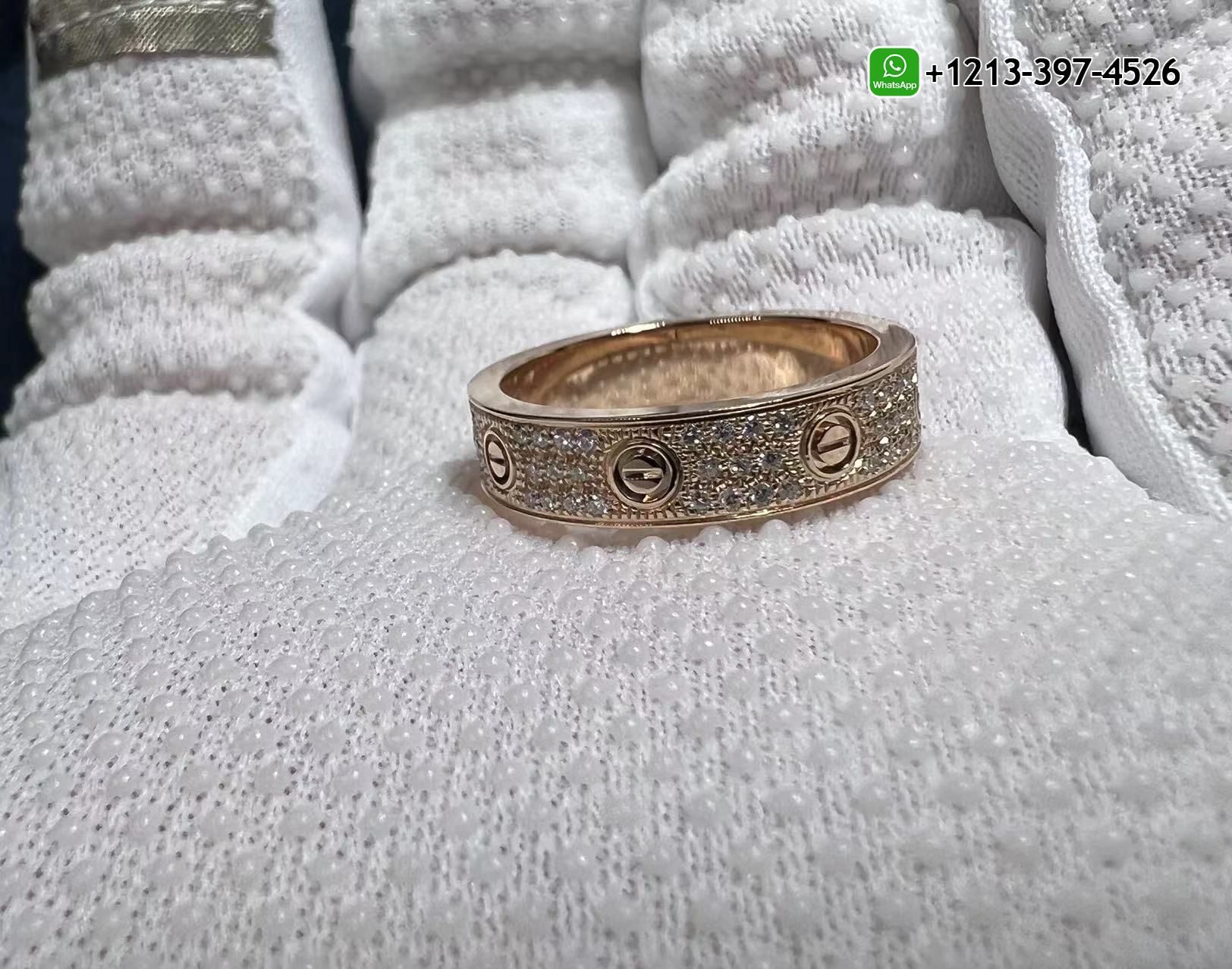 ju3vfiwd530 Custom Made Cartier 18k Rose Gold Diamond Paved Love Wedding Band Ring Replica - High Quality 18k Gold and Diamond Luxury Distinctive Collection Designer Jewelry Customized Factory Price - Image 5