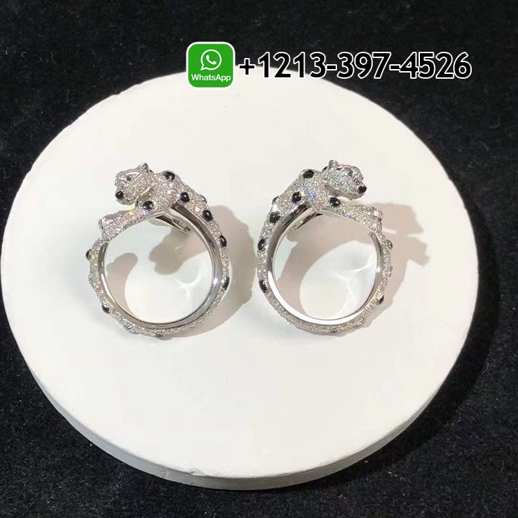 juiuqx3irn5 Custom Made Best Quality 1:1 Cheap Cartier 18k White Gold Pave Diamond Panthère de Cartier Earrings - High Quality 18k Gold and Diamond Luxury Distinctive Collection Designer Jewelry Customized Factory Price - Image 5