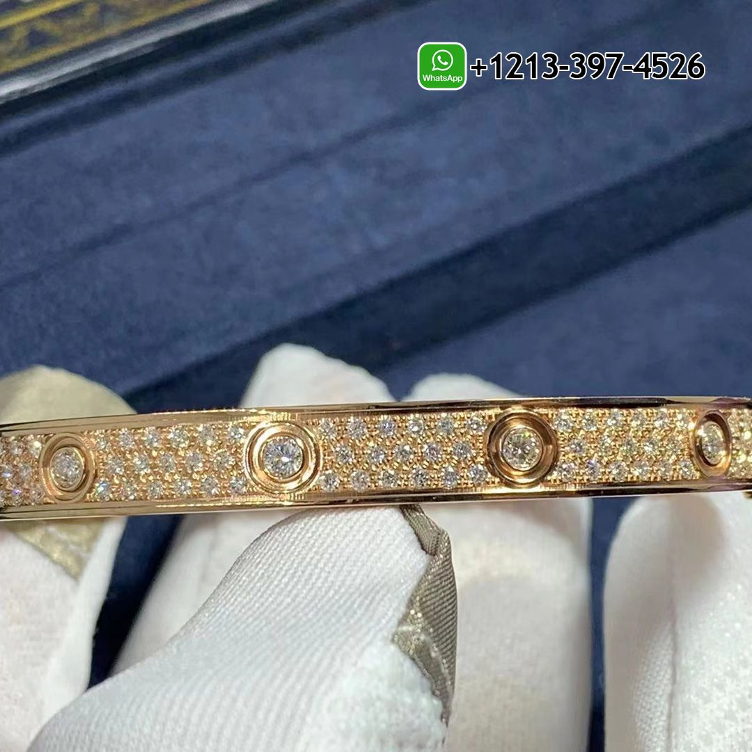 Best Sellers 1:1 Quality Cheap Custom Made Cartier 18k Rose Gold 216 Diamonds Paved Love Bracelet - High Quality 18k Gold and Diamond Luxury Distinctive Collection Designer Jewelry Customized Factory Price