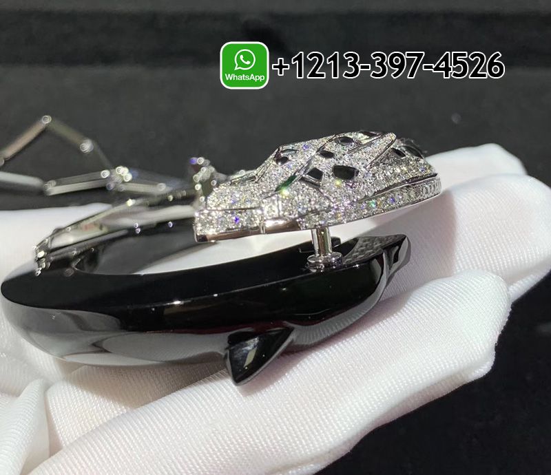jvbeze0kphw Custom Made Best Quality 1:1 Panthere de Cartier 18k White Gold Pave Diamond Onyx Emeralds Black Ceramic Necklace - High Quality 18k Gold and Diamond Luxury Distinctive Collection Designer Jewelry Customized Factory Price - Image 5