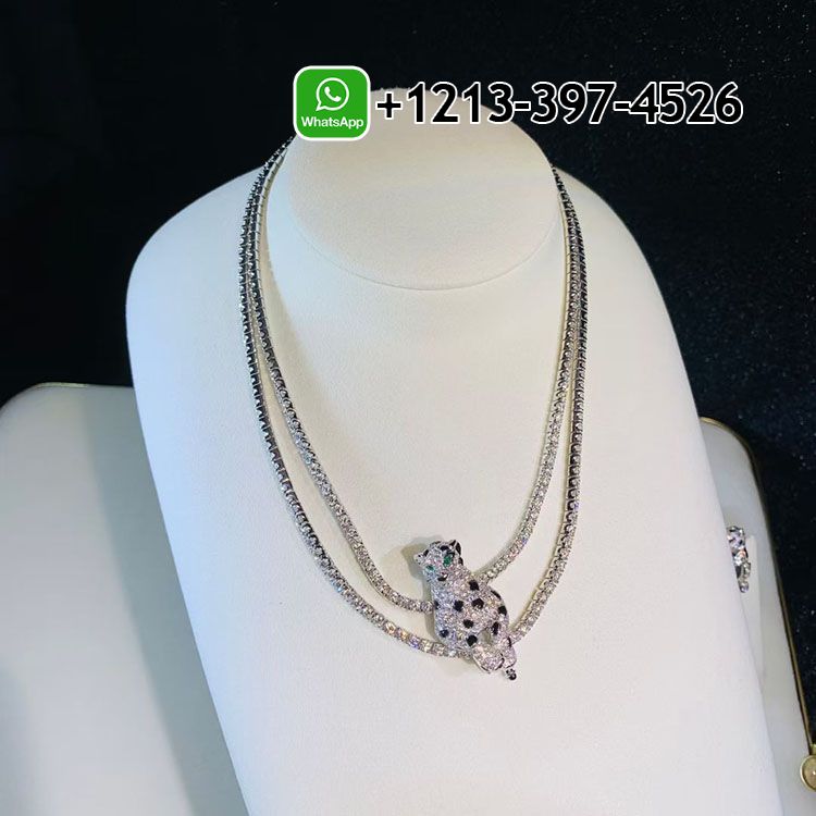jvlwyjb3qnr Custom Made Cartier 18k White Gold Pave Diamonds Onyx Emeralds Panthère de Cartier High Jewelry Necklace - High Quality 18k Gold and Diamond Luxury Distinctive Collection Designer Jewelry Customized Factory Price - Image 6