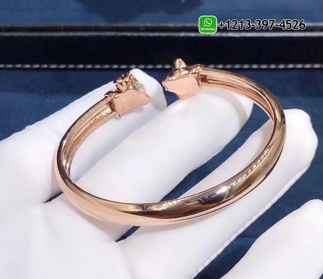jwwzzyekwhk Custom Made Best Quality 1:1 Cartier Panthere de Cartier Tsavorite Onyx Pure 18K Rose Gold Open Cuff Bracelet - High Quality 18k Gold and Diamond Luxury Distinctive Collection Designer Jewelry Customized Factory Price - Image 4