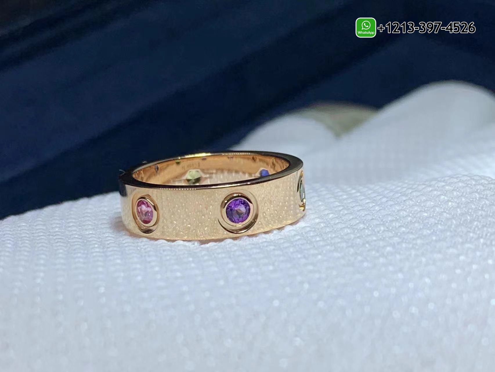 k1wfhroxt3n Custom Made Best Quality 1:1 Cartier 18K Rose Gold with Sapphire,Garnet, Amethyst Love Ring - High Quality 18k Gold and Diamond Luxury Distinctive Collection Designer Jewelry Customized Factory Price - Image 6