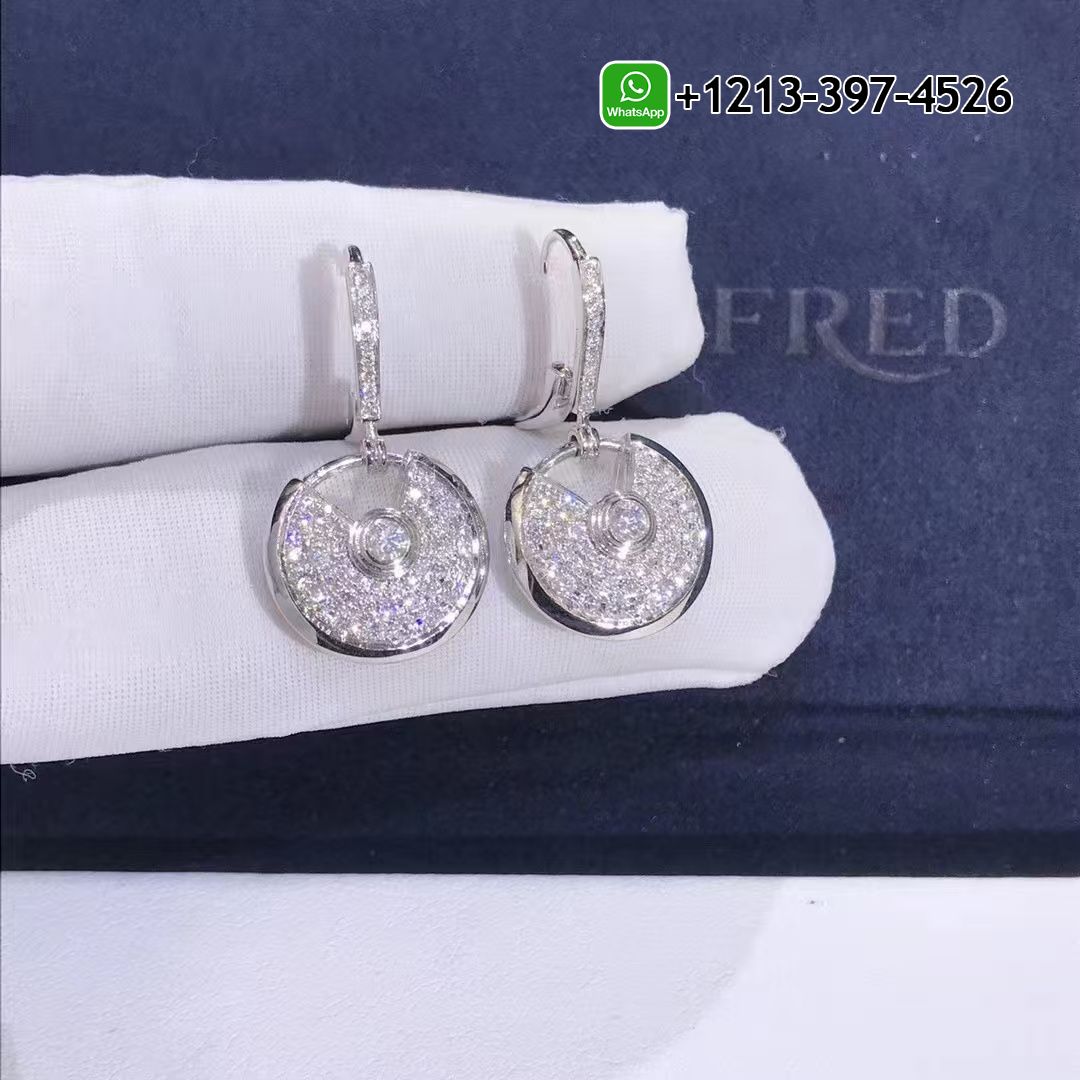 Custom Made Best Sellers Quality 1:1 Cartier Amulette 18K White Gold and Diamond De Cartier Earrings - High Quality 18k Gold and Diamond Luxury Distinctive Collection Designer Jewelry Customized Factory Price