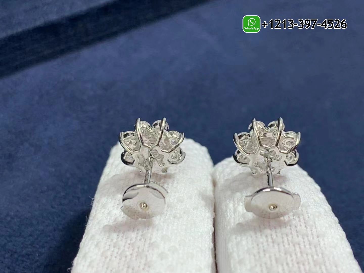 kaewifykwp2 Custom Made Best Quality 1:1 Cheap Harry Winston Sunflower 18K White Gold Round Brilliant Diamond Earrings - High Quality 18k Gold and Diamond Luxury Distinctive Collection Designer Jewelry Customized Factory Price - Image 3