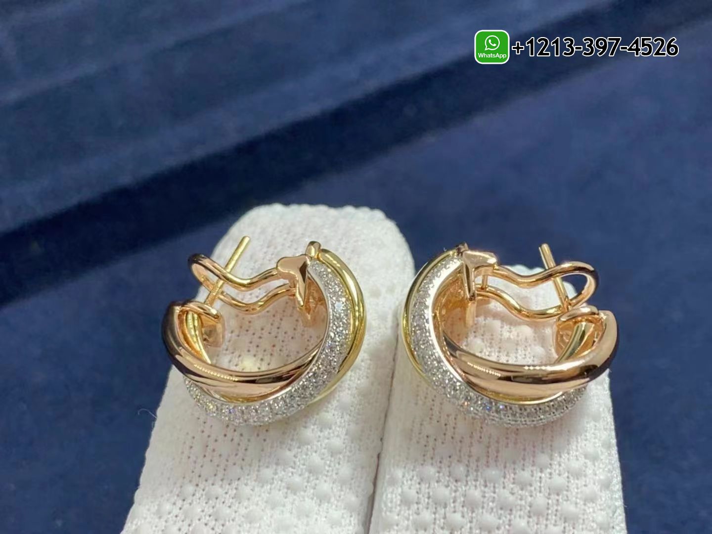 kajez4gxxe3 Custom Made Best Quality 1:1 Cheap Cartier Classic 18k Gold Diamond Trinity Earrings - High Quality 18k Gold and Diamond Luxury Distinctive Collection Designer Jewelry Customized Factory Price - Image 5