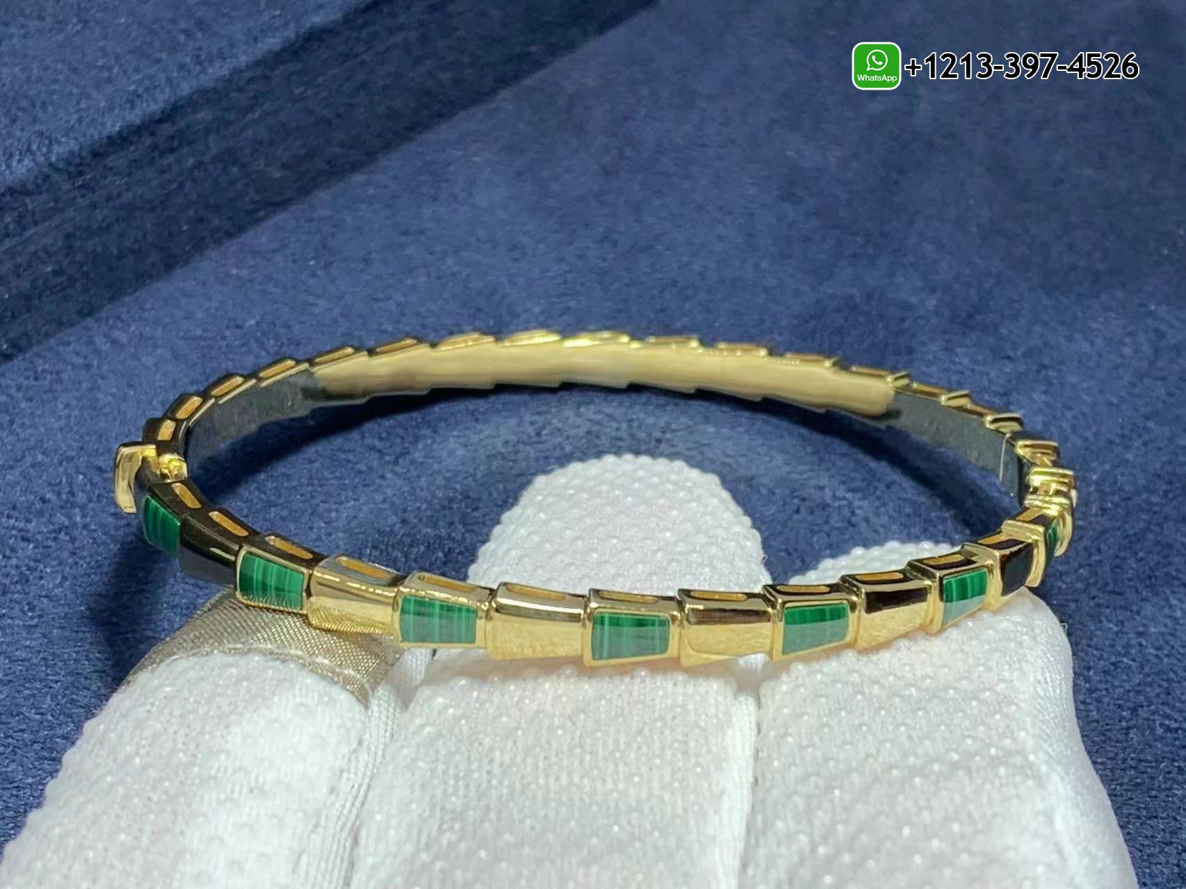 karb223dj33 Custom Made Best Quality 1:1 Copy Bvlgari Serpenti 18k Yellow Gold Set With Malachite Elements Bracelet - High Quality 18k Gold and Diamond Luxury Distinctive Collection Designer Jewelry Customized Factory Price - Image 9