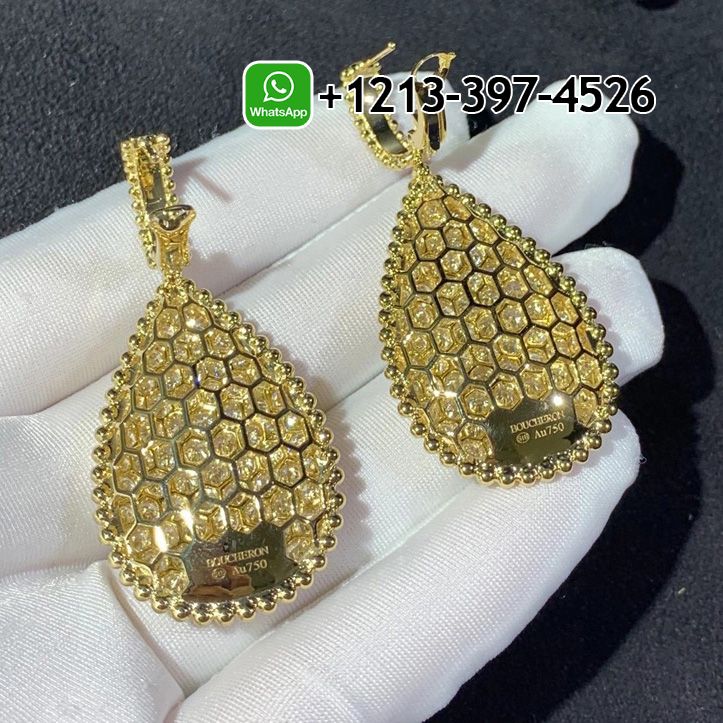 kcg1ls0ddbd Custom Made Best Sellers Quality 1:1 Boucheron Sleepers Serpent Bohème 18k Yellow Gold Pave Diamonds Drop Earrings - High Quality 18k Gold and Diamond Luxury Distinctive Collection Designer Jewelry Customized Factory Price - Image 5