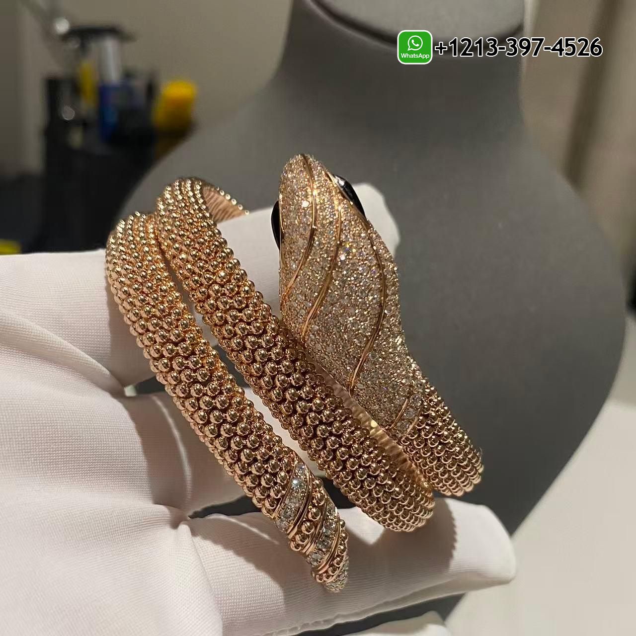 kd3psow4bfd Bvlgari 18K Rose Gold Serpenti Diamond & Black Onyx Snake Double Circle Bracelet for sale - High Quality 18k Gold and Diamond Luxury Distinctive Collection Designer Jewelry Customized Factory Price - Image 8