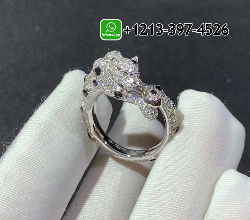 ke2mixyhpmk Custom Made Best Quality 1:1 Cheap Cartier Panthere 18k White Gold Diamond Paved Onyx Ring - High Quality 18k Gold and Diamond Luxury Distinctive Collection Designer Jewelry Customized Factory Price - Image 2
