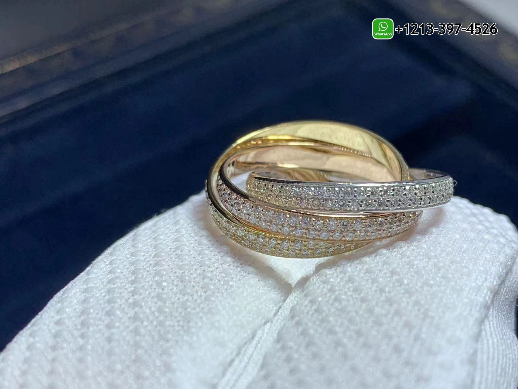 kiun30nheqc Custom Made Best Quality 1:1 Cheap Classic Cartier 18k White Gold, Yellow Gold, Rose Gold, Diamond Trinity Small Model Ring - High Quality 18k Gold and Diamond Luxury Distinctive Collection Designer Jewelry Customized Factory Price - Image 4