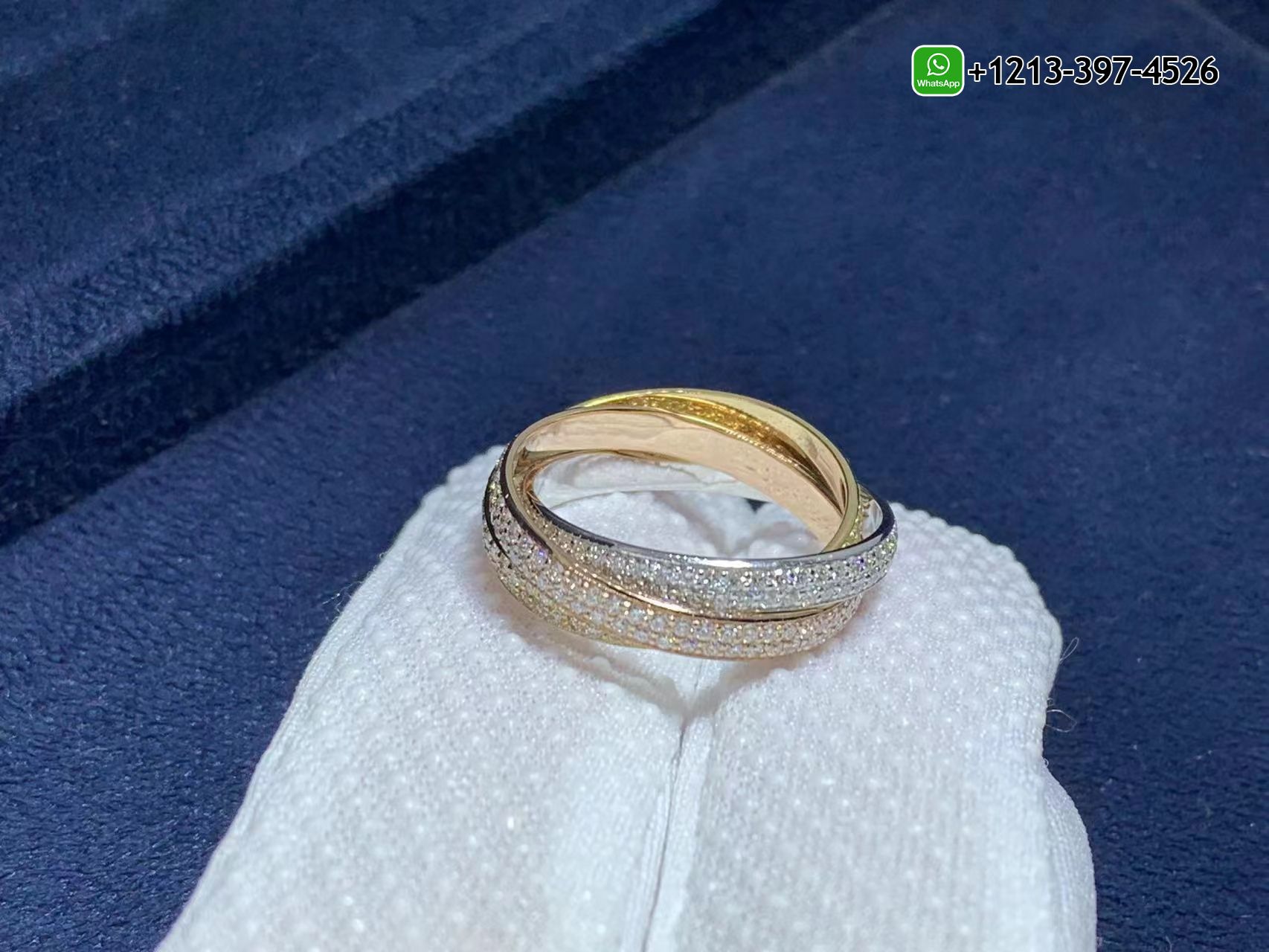 kl3ikcrzdr5 Custom Made Best Quality 1:1 Cheap Classic Cartier 18k White Gold, Yellow Gold, Rose Gold, Diamond Trinity Small Model Ring - High Quality 18k Gold and Diamond Luxury Distinctive Collection Designer Jewelry Customized Factory Price - Image 3