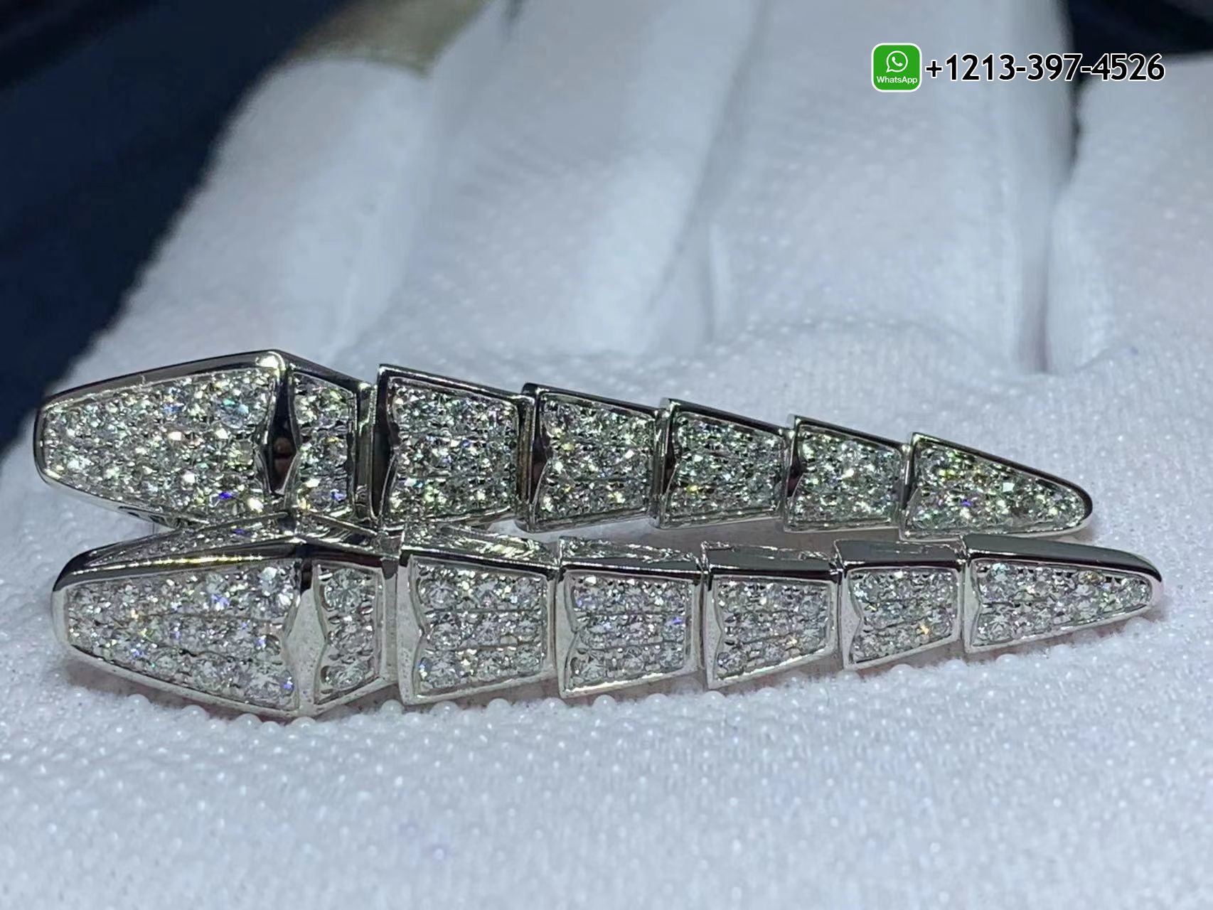 kqcri03zo5n Best Sellers 1:1 Quality Cheap Custom Made Bvlgari Serpenti Viper 18k White Gold Full Pave Diamonds Drop Earrings - High Quality 18k Gold and Diamond Luxury Distinctive Collection Designer Jewelry Customized Factory Price - Image 5