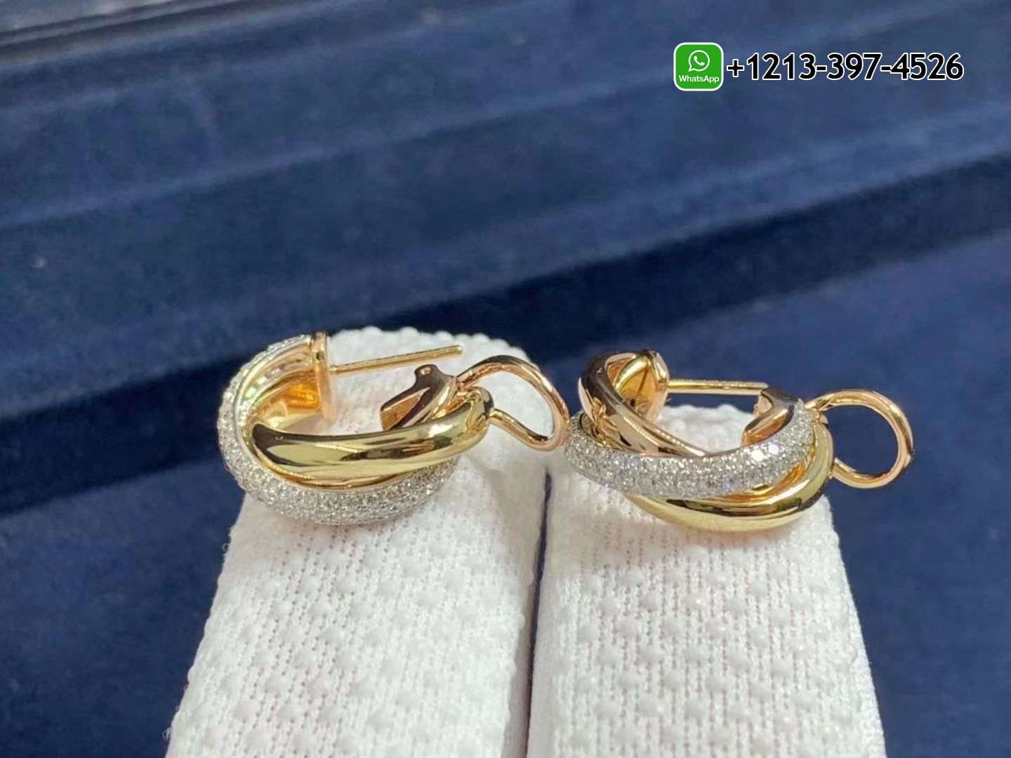 kwxcmekhebk Custom Made Best Quality 1:1 Cheap Cartier Classic 18k Gold Diamond Trinity Earrings - High Quality 18k Gold and Diamond Luxury Distinctive Collection Designer Jewelry Customized Factory Price - Image 3