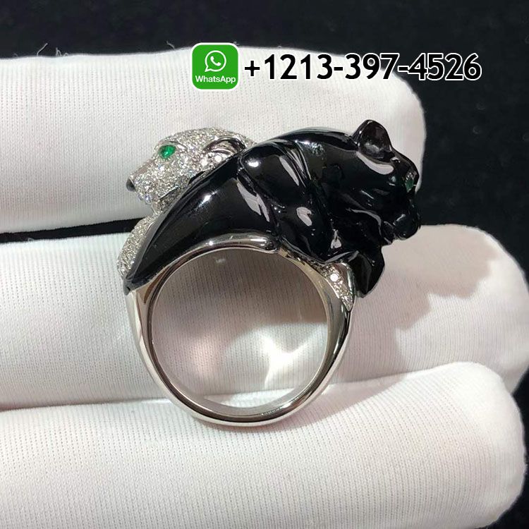 kxa3ep0ipj3 Custom Made Best Sellers Quality 1:1 Cartier Panthère de Cartier 18K White Gold Diamond Emerald Onyx Ring - High Quality 18k Gold and Diamond Luxury Distinctive Collection Designer Jewelry Customized Factory Price - Image 4