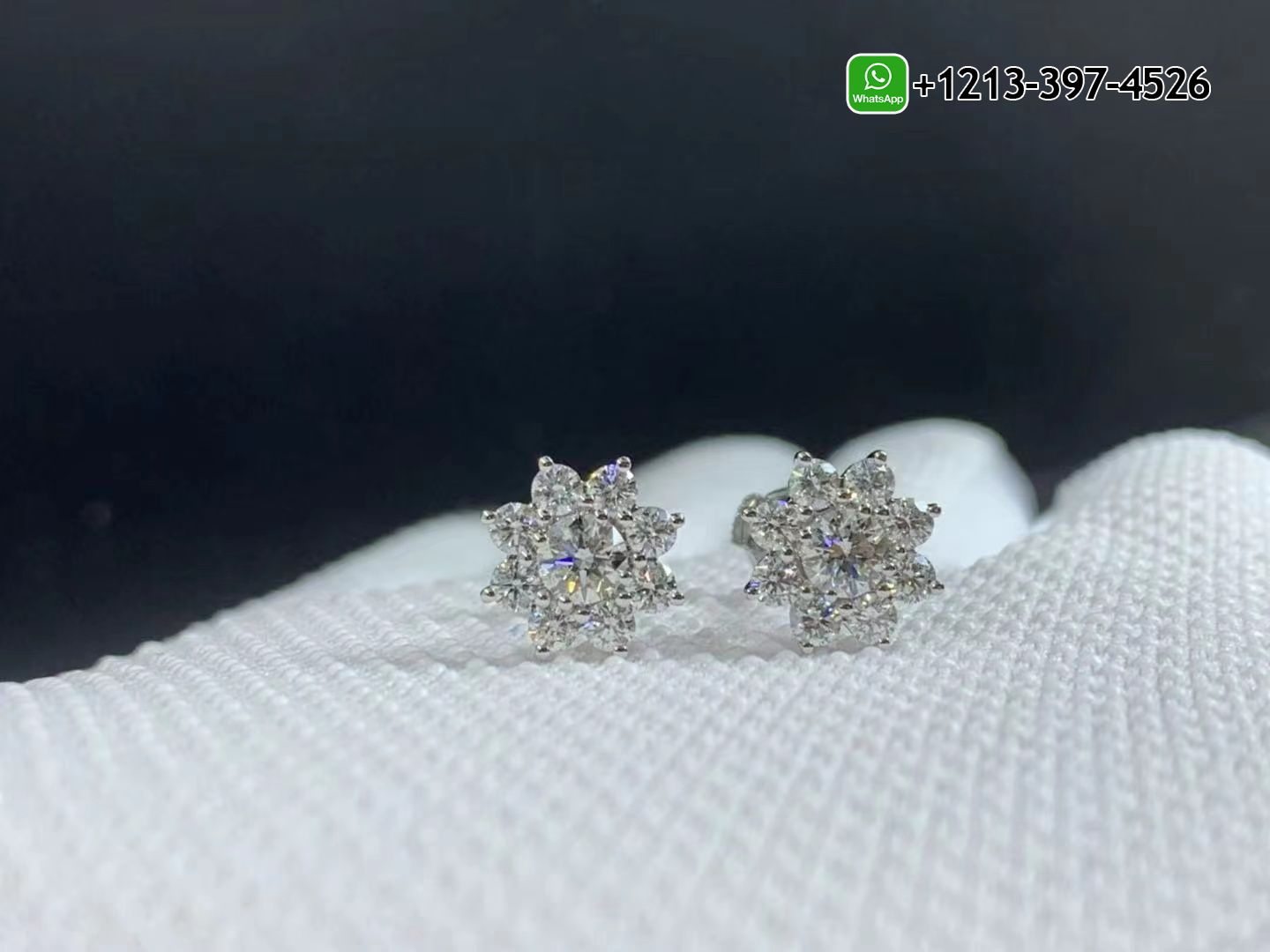 l3akfe0svws Custom Made Best Quality 1:1 Cheap Harry Winston Sunflower 18K White Gold Round Brilliant Diamond Earrings - High Quality 18k Gold and Diamond Luxury Distinctive Collection Designer Jewelry Customized Factory Price - Image 6