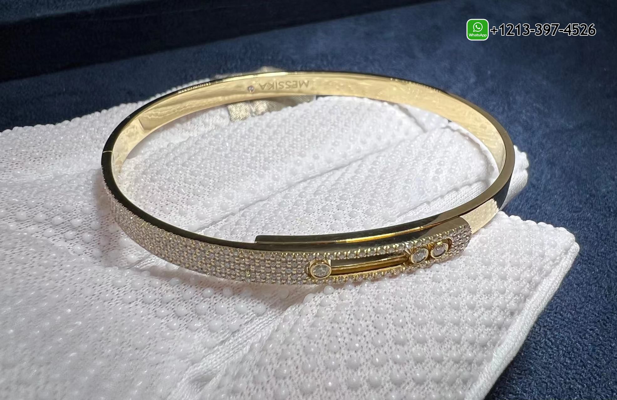 lai4aw115ux Custom Made Messika Move Noa Pavé 0.95ct Diamond 18k Yellow Gold Bracelet - High Quality 18k Gold and Diamond Luxury Distinctive Collection Designer Jewelry Customized Factory Price - Image 5