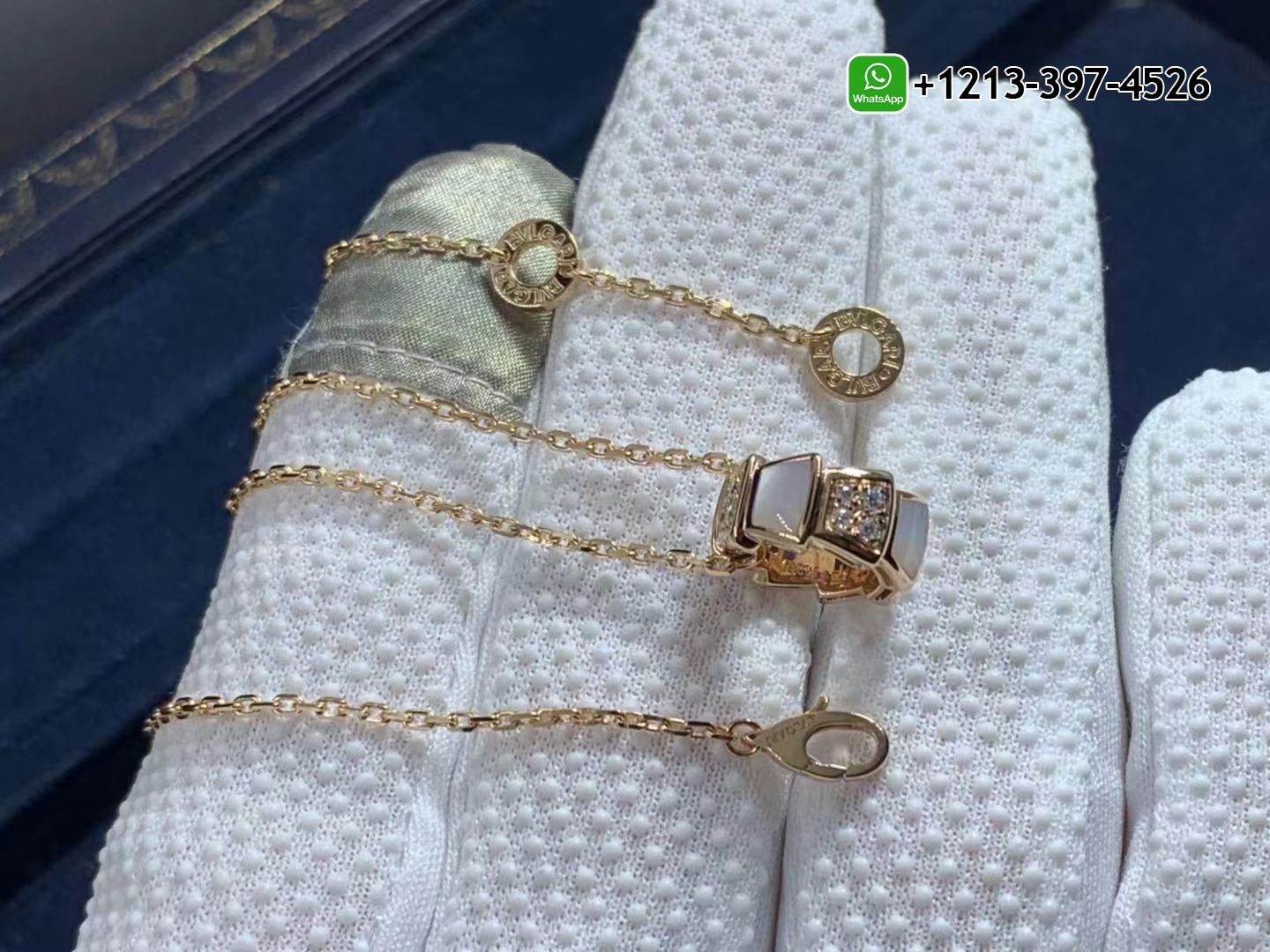 lc1pffismgb Custom Made Best Quality 1:1 Cheap Bvlgari Serpenti Viper 18K Rose Gold, Diamond & Mother-Of-Pearl Pendant Necklace - High Quality 18k Gold and Diamond Luxury Distinctive Collection Designer Jewelry Customized Factory Price - Image 5