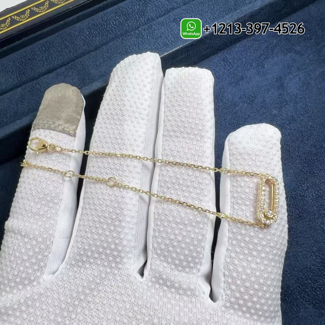 lcgj31bvg50 Custom Made Best Sellers Quality 1:1 Messika 18k Yellow Gold Move Uno Pavé Diamond Bracelet - High Quality 18k Gold and Diamond Luxury Distinctive Collection Designer Jewelry Customized Factory Price