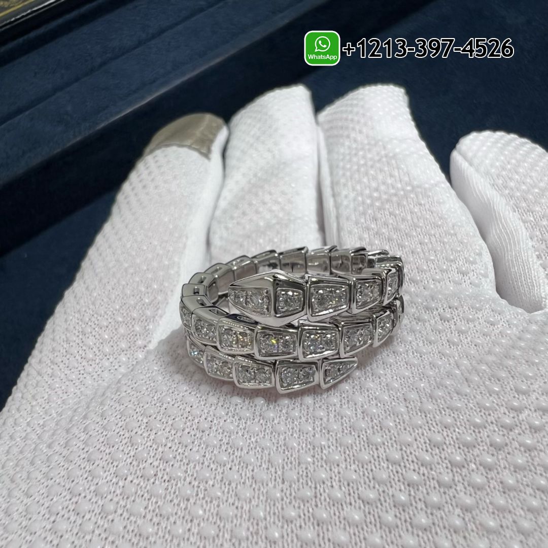 lciliq5lk3h Custom Made Best Quality Bulgari Serpenti Viper Two-coil Pave Diamond 18K Rose Gold Ring - High Quality 18k Gold and Diamond Luxury Distinctive Collection Designer Jewelry Customized Factory Price - Image 2
