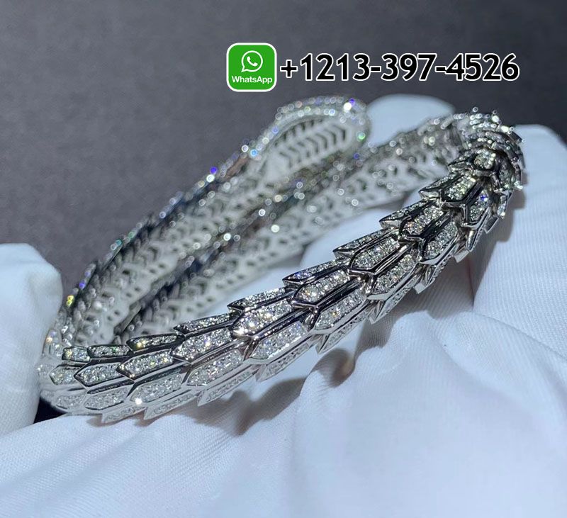 ldmqwgcjdjh Best Sellers 1:1 Quality Cheap Custom Made Bvlgari Serpenti 18k White Gold Pave Diamond & Emerald Eyes Bracelet - High Quality 18k Gold and Diamond Luxury Distinctive Collection Designer Jewelry Customized Factory Price - Image 5