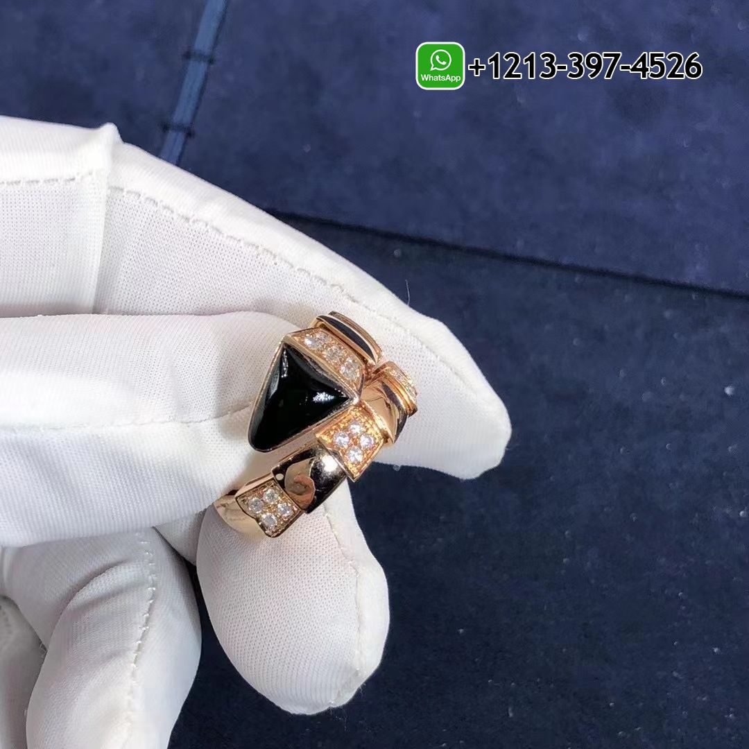 lf1bdaoekaw Custom Made Best Quality 1:1 Bvlgari Serpenti One-coil 18k Gold Set with Black Onyx Elements and Demi Pavé Diamonds Ring - High Quality 18k Gold and Diamond Luxury Distinctive Collection Designer Jewelry Customized Factory Price - Image 5
