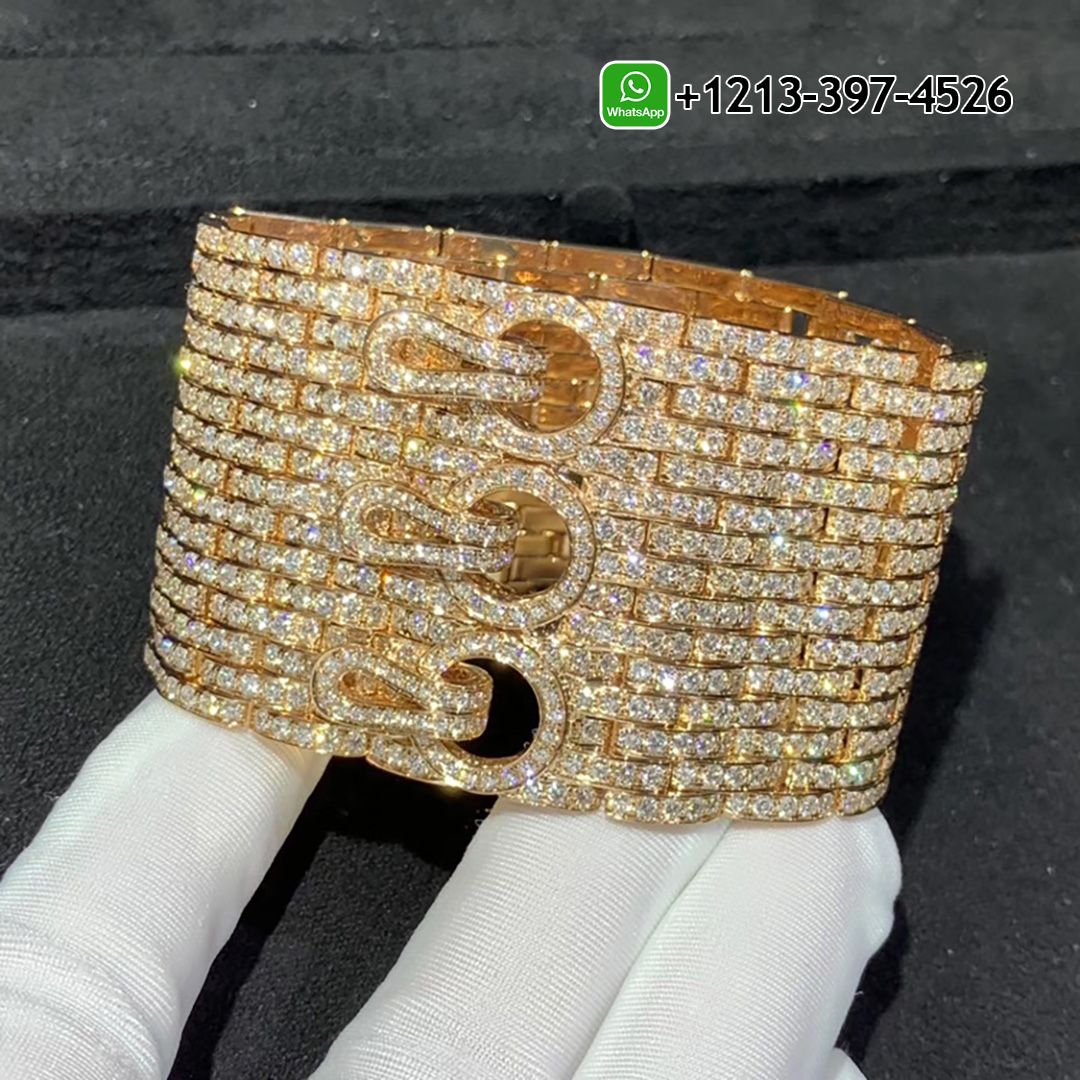 lfcxx4anife Custom Made Best Quality 1:1 Copy Cartier 18k Rose Gold Full Pave Diamonds Agrafe High Jewellery Cuff Bracelet - High Quality 18k Gold and Diamond Luxury Distinctive Collection Designer Jewelry Customized Factory Price