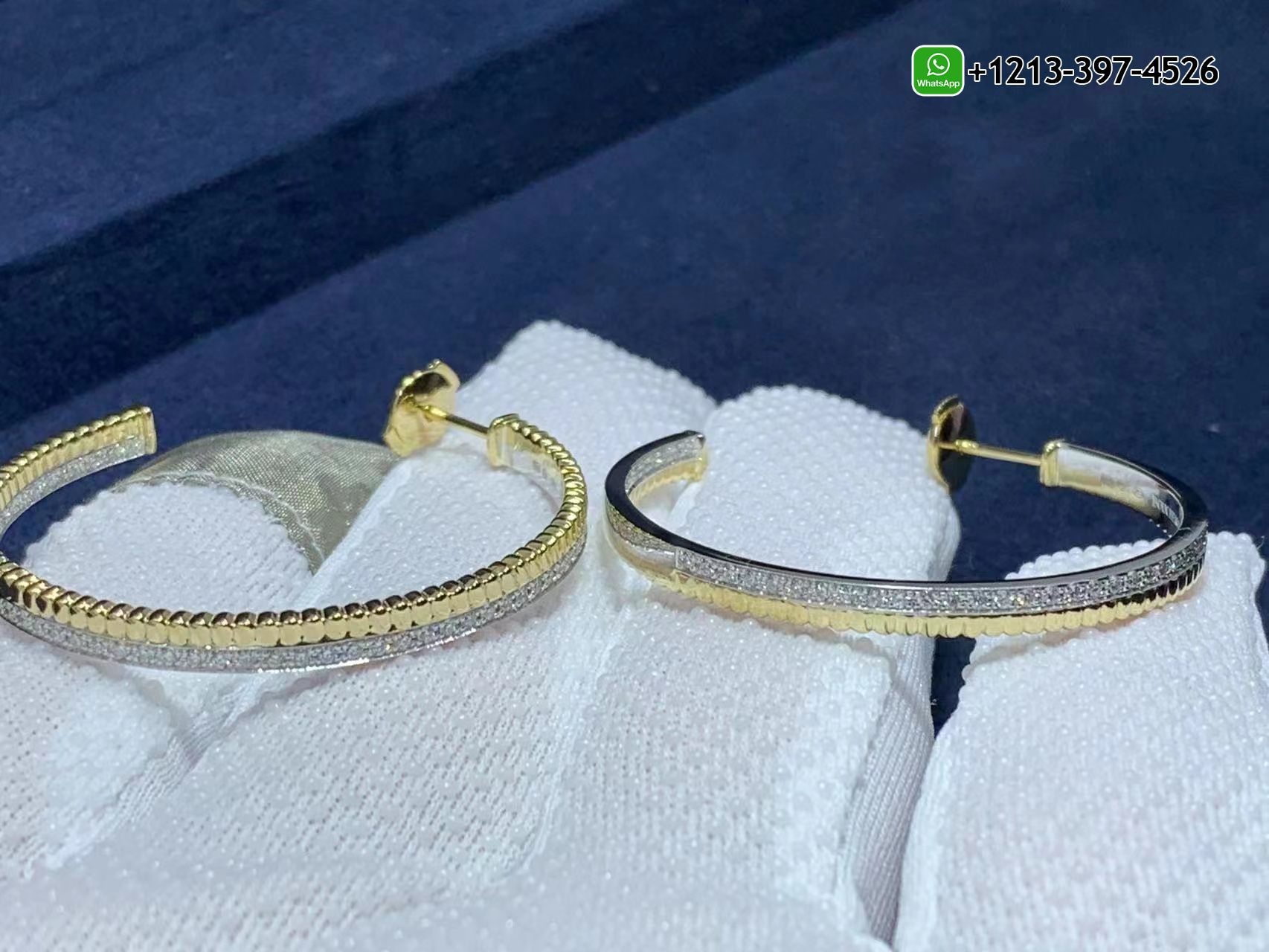lfrhslcodke Custom Made Best Quality 1:1 Cheap Boucheron Quatre Radiant 18K Two-Tone Gold & Diamond Creole Hoop Earrings - High Quality 18k Gold and Diamond Luxury Distinctive Collection Designer Jewelry Customized Factory Price - Image 9